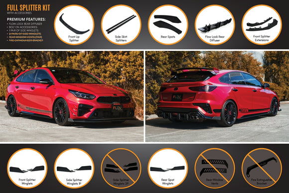 FLOW Designs  Cerato GT Hatch PFL Full Lip Splitter Set - MODE Auto Concepts