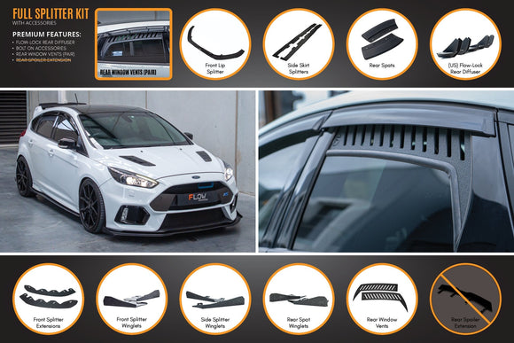 FLOW Designs  MK3 Focus RS Full Lip Splitter Set - MODE Auto Concepts