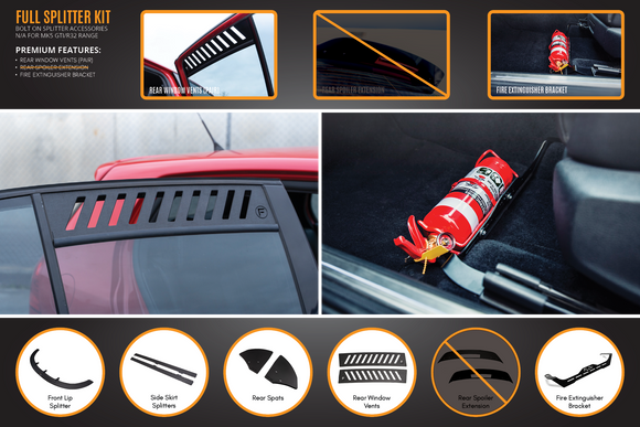 FLOW Designs  MK5 Golf R32 Full Lip Splitter Set - MODE Auto Concepts