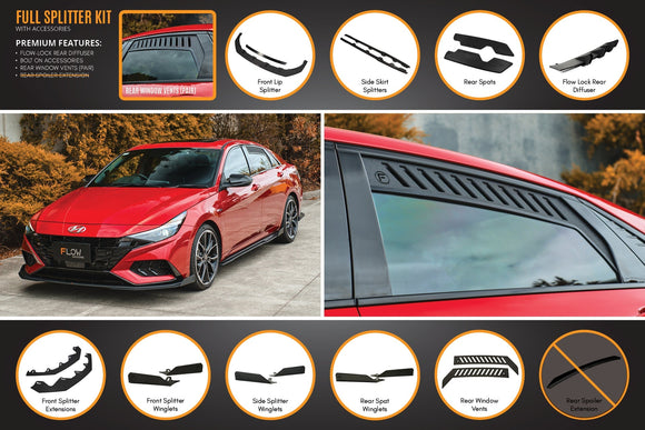 FLOW Designs  CN7 Elantra N Line Sedan 2020 Full Lip Splitter Set - MODE Auto Concepts