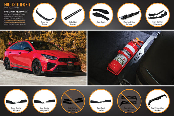 FLOW Designs  Cerato GT Hatch PFL Full Lip Splitter Set - MODE Auto Concepts