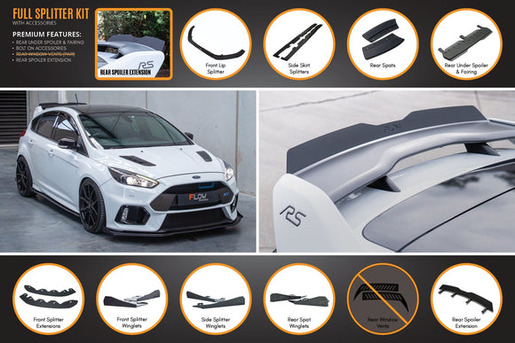 FLOW Designs  MK3 Focus RS Full Lip Splitter Set - MODE Auto Concepts