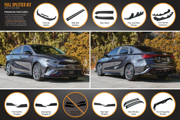 FLOW Designs  Cerato GT Sedan FL Full Lip Splitter Set - MODE Auto Concepts