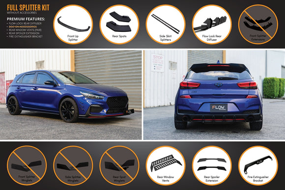 FLOW Designs  i30 N Line Hatch PD (2018-Current) Full Splitter Lip Set - MODE Auto Concepts