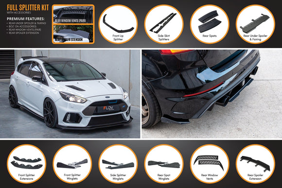 FLOW Designs  MK3 Focus RS Full Lip Splitter Set - MODE Auto Concepts