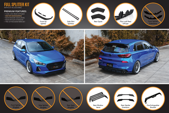 FLOW Designs  i30 SR Hatch (2017-2018) Full Lip Splitter Set - MODE Auto Concepts