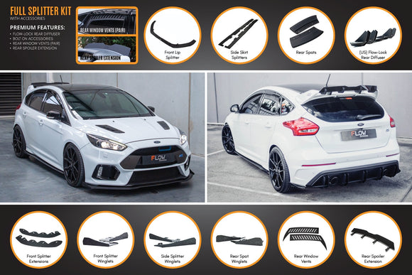 FLOW Designs  MK3 Focus RS Full Lip Splitter Set - MODE Auto Concepts