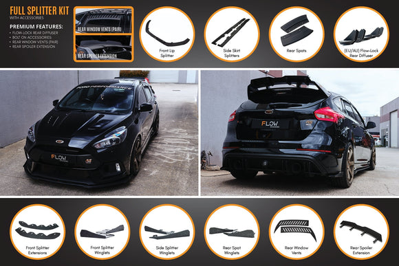 FLOW Designs  MK3 Focus RS Full Lip Splitter Set - MODE Auto Concepts
