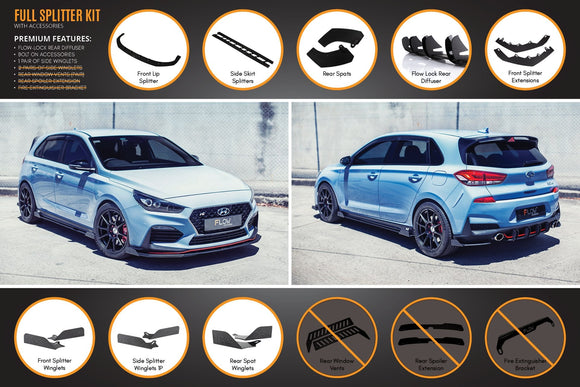 FLOW Designs  i30N Hatch PD (2018-2020) Full Lip Splitter Set - MODE Auto Concepts