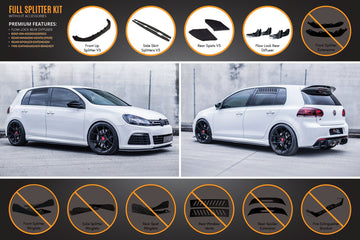 FLOW Designs  MK6 Golf R Full Lip Splitter Set WITHOUT Accessories - MODE Auto Concepts