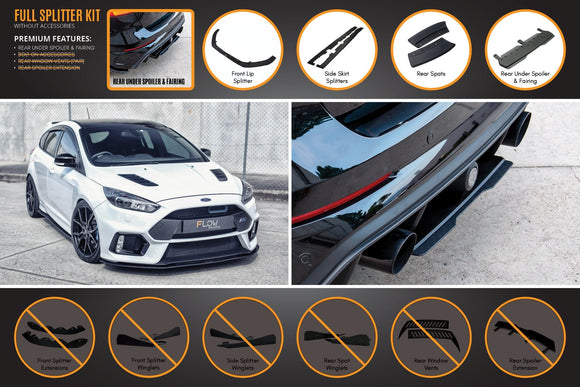 FLOW Designs  MK3 Focus RS Full Lip Splitter Set - MODE Auto Concepts
