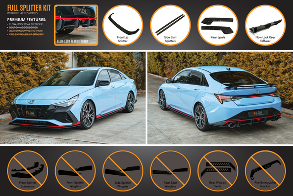 FLOW Designs  CN7 Elantra N Sedan 2021 Full Lip Splitter Set - MODE Auto Concepts
