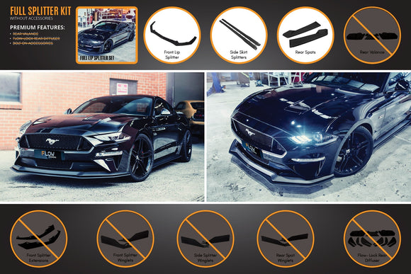 FLOW Designs  GT Mustang S550 FN Full Lip Splitter Set - MODE Auto Concepts