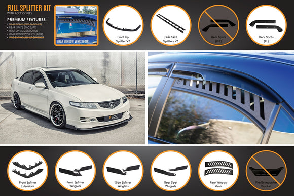 FLOW Designs  Honda Accord Euro PRE-FACELIFT CL7/CL9 Full Lip Splitter Set - MODE Auto Concepts