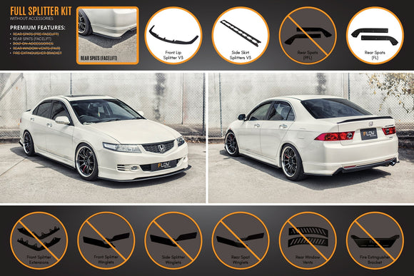 FLOW Designs  Honda Accord Euro PRE-FACELIFT CL7/CL9 Full Lip Splitter Set - MODE Auto Concepts