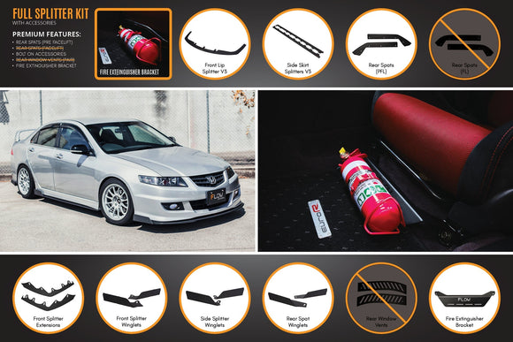 FLOW Designs  Honda Accord Euro PRE-FACELIFT CL7/CL9 Full Lip Splitter Set - MODE Auto Concepts