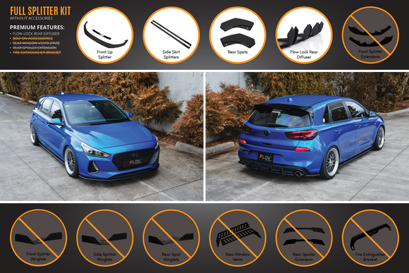 FLOW Designs  i30 SR Hatch (2017-2018) Full Lip Splitter Set - MODE Auto Concepts