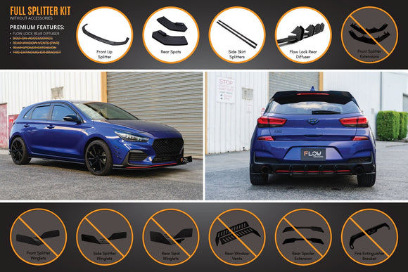 FLOW Designs  i30 N Line Hatch PD (2018-Current) Full Splitter Lip Set - MODE Auto Concepts