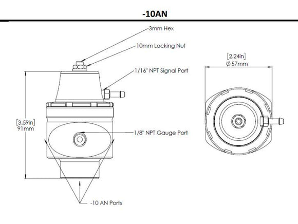 Turbosmart FPR10 Low Pressure Fuel Pressure Regulator AN-10 Black - MODE Auto Concepts