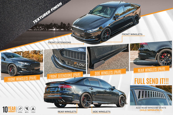 FLOW Designs  Falcon FGX Full Lip Splitter Set (TEXTURED BLACK) - MODE Auto Concepts