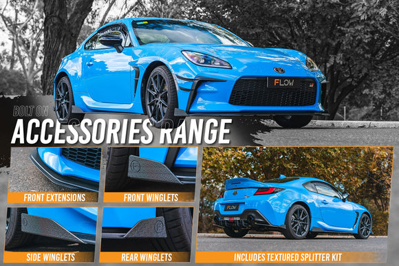 FLOW Designs  GR86 ZN8 Full Lip Splitter Set (TEXTURED BLACK) - MODE Auto Concepts