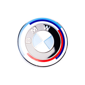 Emblex BMW 50th Anniversary Style Front Badge Emblem for BMW E-Series 1M E82 M3 E90 E92 M5 E60 M6 E63 & 1 3 5 6 7 Series E88 E91 E61 E64 E65 - MODE Auto Concepts