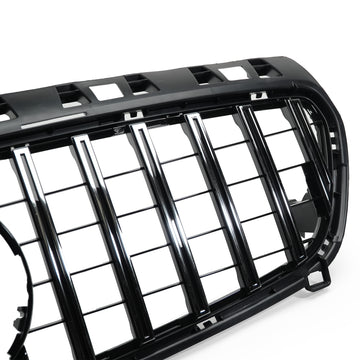 Exon Gloss Black w. Chrome Strip Panamericana GT Style Grille for Mercedes Benz A-Class & A45 AMG W176 Pre-Facelift (12-15) - MODE Auto Concepts