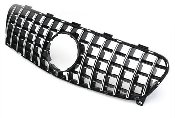 Exon Gloss Black w. Chrome Strip Panamericana GT Style Grille for Mercedes Benz GLA-Class & GLA45 AMG X156 Facelift (17-19) - MODE Auto Concepts