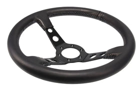 Motorsport Steering Wheel 196 Black Leather 350mm Deep Dish - 0
