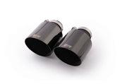 Stainless steel tail pipe set: 4 tail pipes Ø 115 mm angled, engraved, Black Chrome, with adjustable spherical clamp connection