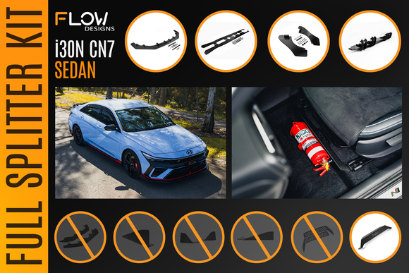 FLOW Designs  CN7 V2 Elantra N Sedan Facelift V2 - 2024 Full Lip Splitter Set - MODE Auto Concepts