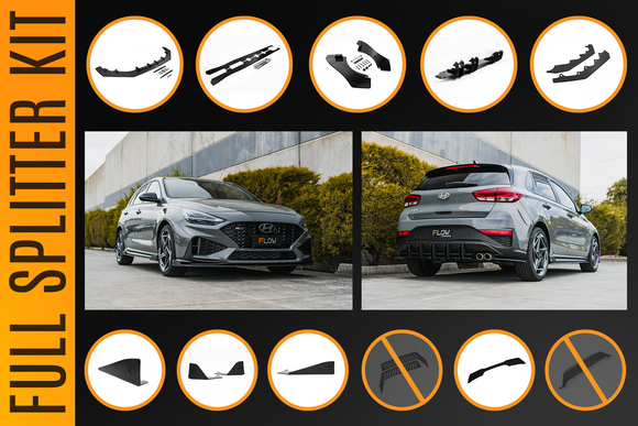 FLOW Designs  i30N-Line Hatch PDe.V6 FL 2024+ Full Lip Splitter Set - MODE Auto Concepts