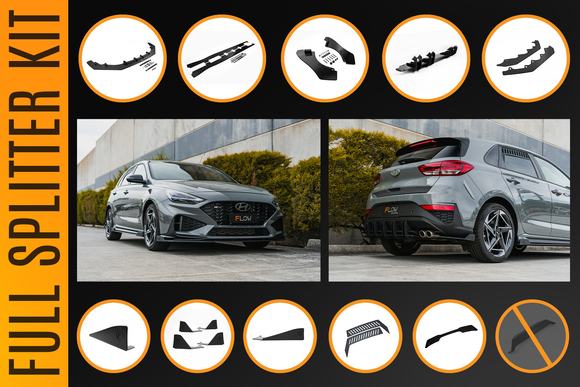 FLOW Designs  i30N-Line Hatch PDe.V6 FL 2024+ Full Lip Splitter Set - MODE Auto Concepts