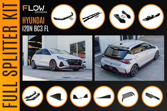 FLOW Designs  i20 N BC3 Facelift - Full Lip Splitter Set - MODE Auto Concepts