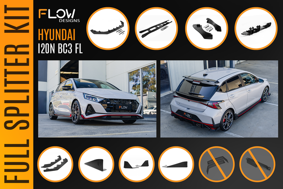 FLOW Designs  i20 N BC3 Facelift - Full Lip Splitter Set - MODE Auto Concepts