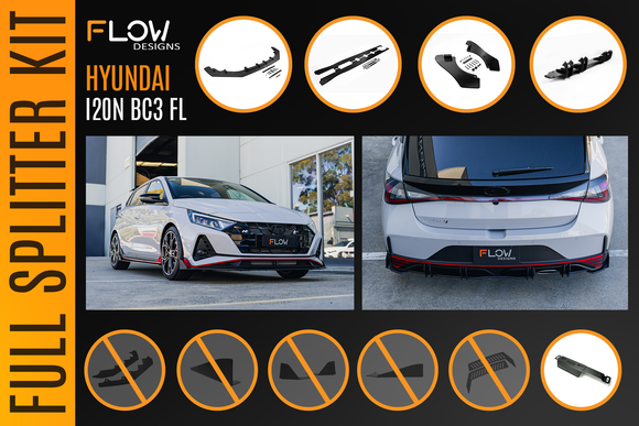 FLOW Designs  i20 N BC3 Facelift - Full Lip Splitter Set - MODE Auto Concepts