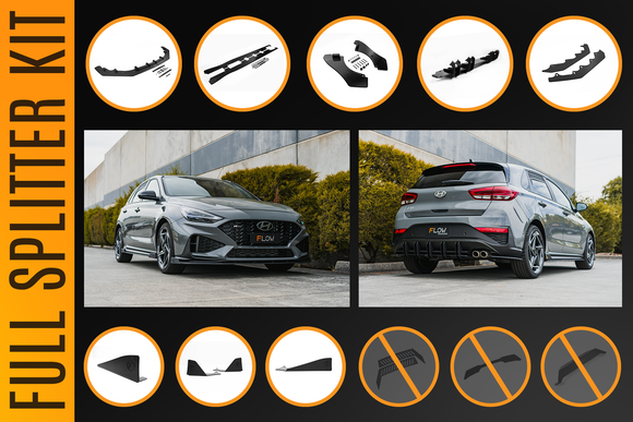 FLOW Designs  i30N-Line Hatch PDe.V6 FL 2024+ Full Lip Splitter Set - MODE Auto Concepts