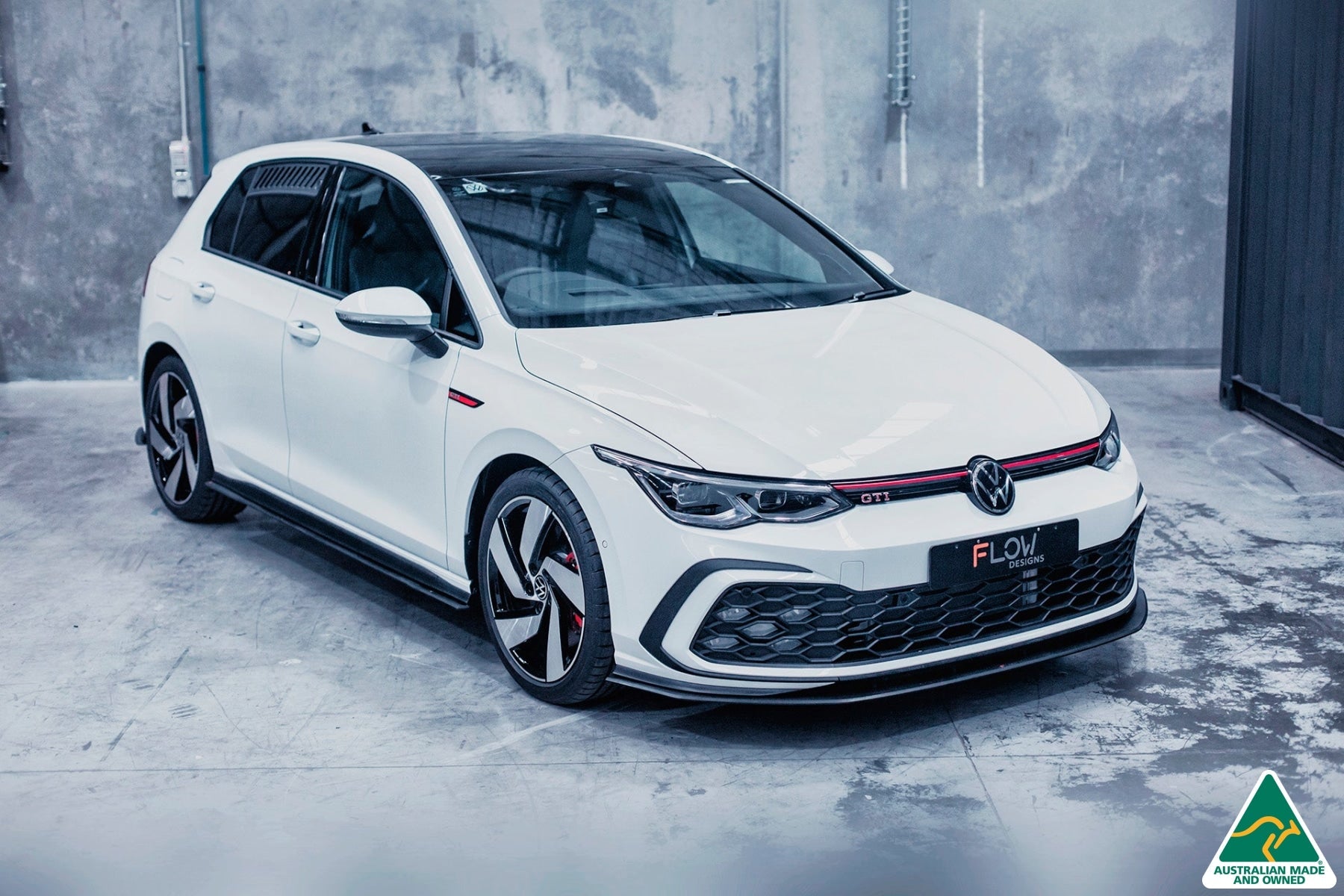 FLOW Designs  MK8 Golf GTI Front Lip Splitter Extensions (Pair) - MODE Auto Concepts
