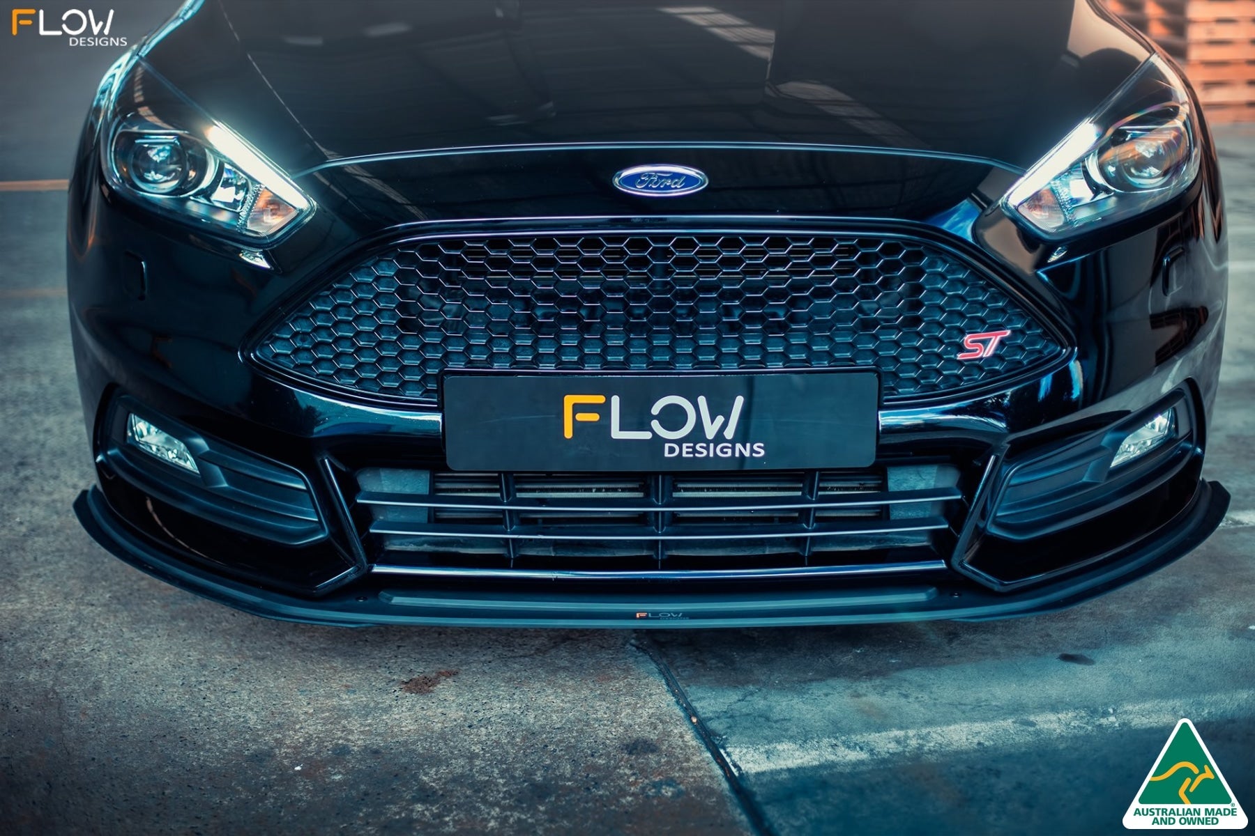FLOW Designs  MK3.5 Focus ST (Facelift) Front Lip Splitter Extensions (Pair) - 0