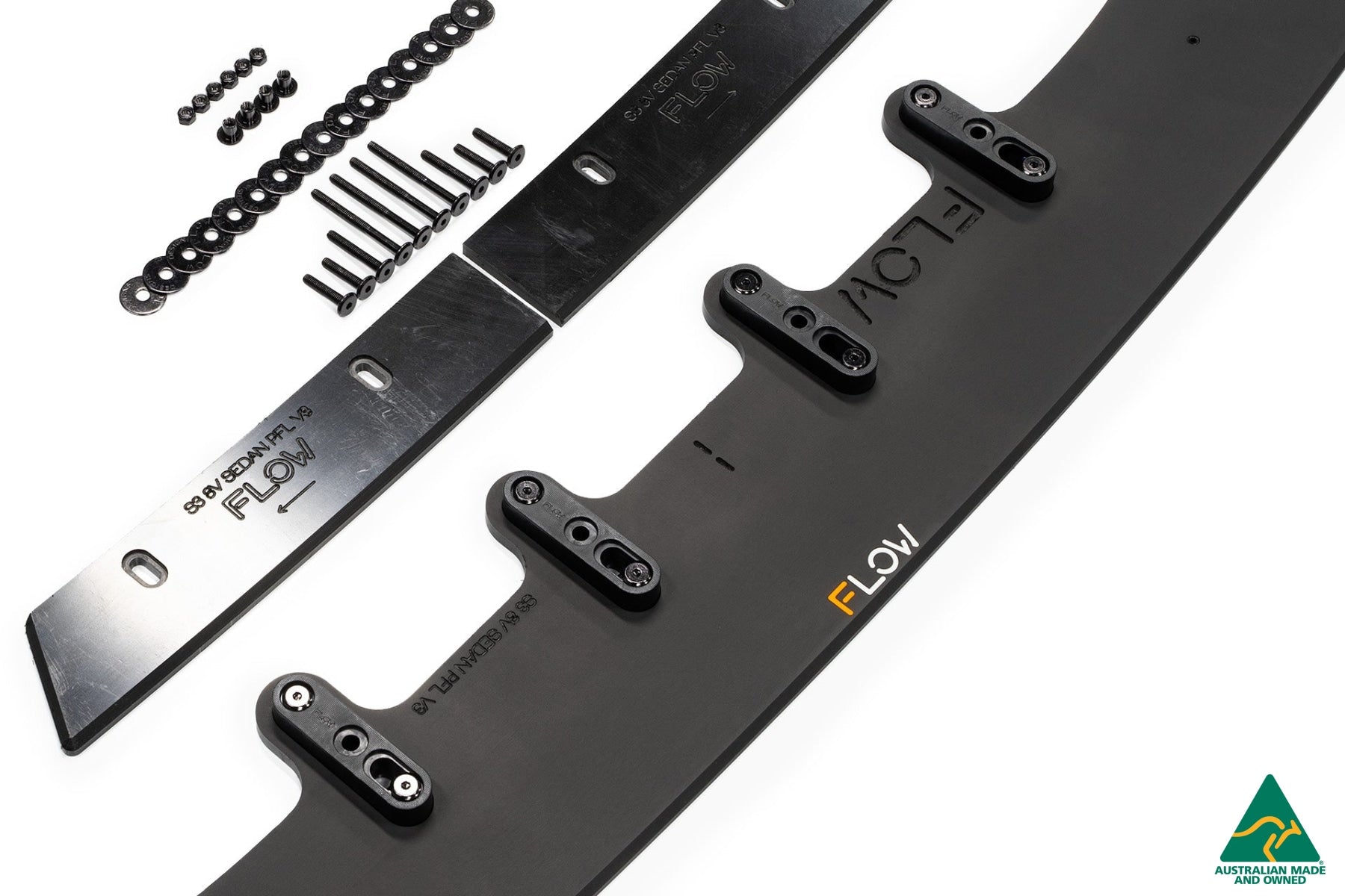 FLOW Designs  S3 8V Sedan Pre-Facelift Front Lip Splitter V3 & Mounting Brace - MODE Auto Concepts