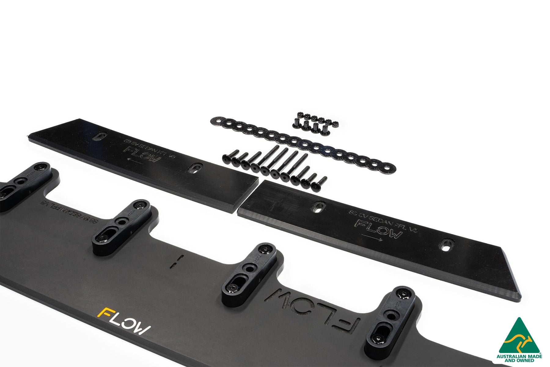 FLOW Designs  S3 8V Sedan Pre-Facelift Front Lip Splitter V3 & Mounting Brace - MODE Auto Concepts