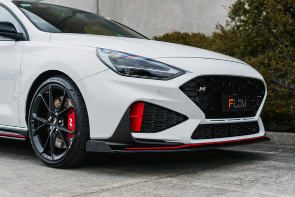 FLOW Designs  i30N Hatch PDE V6 FL2 2025 Front Lip Splitter Winglets (Pair) - MODE Auto Concepts
