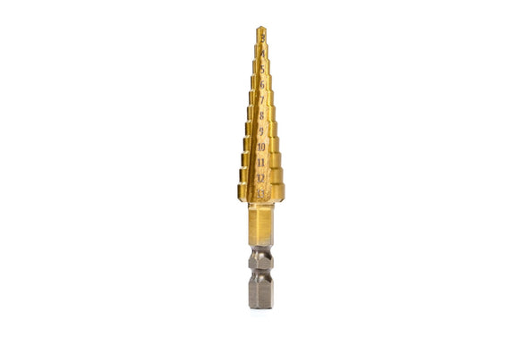 FLOW Designs  Metric Step Drill Bit : HSS Titanium Coated 3mm – 13mm - MODE Auto Concepts