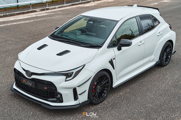 FLOW Designs  Corolla GR Chassis Mounted Front Lip Splitter (TEXTURED) - MODE Auto Concepts