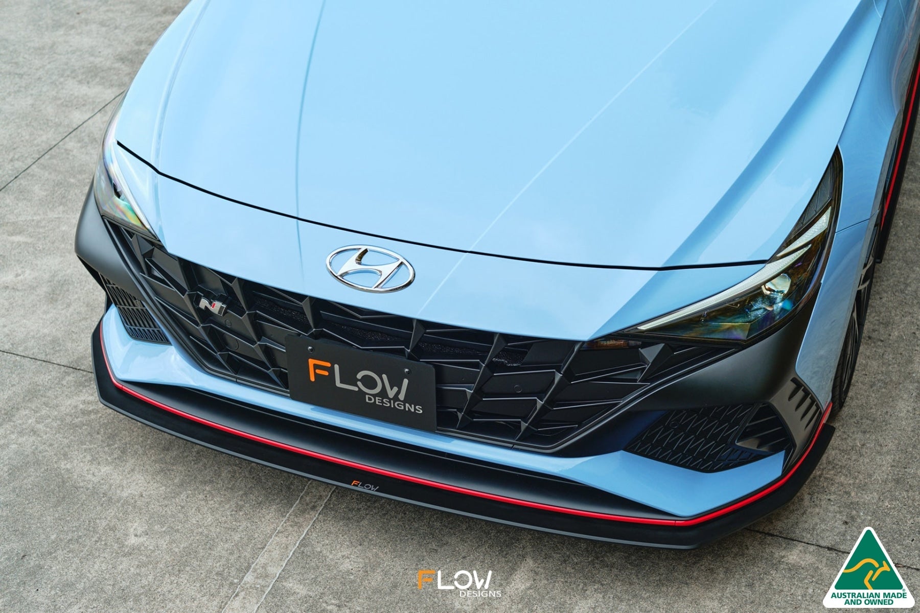 FLOW Designs  CN7 Elantra N Sedan 2021 Front Lip Splitter & Mounting Brace - MODE Auto Concepts