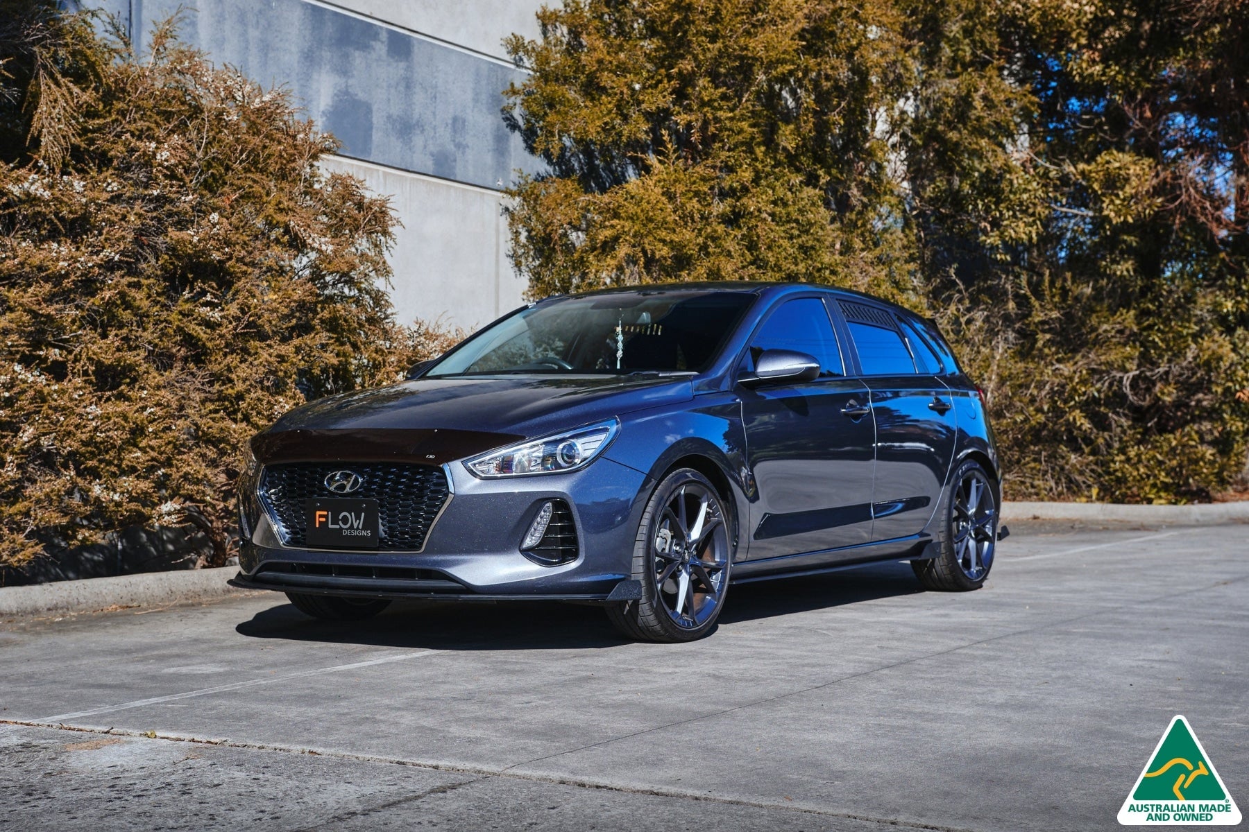 FLOW Designs  i30 Hatch PD1, PD2 2018-2020 Front Lip Splitter & Mounting Brace - MODE Auto Concepts
