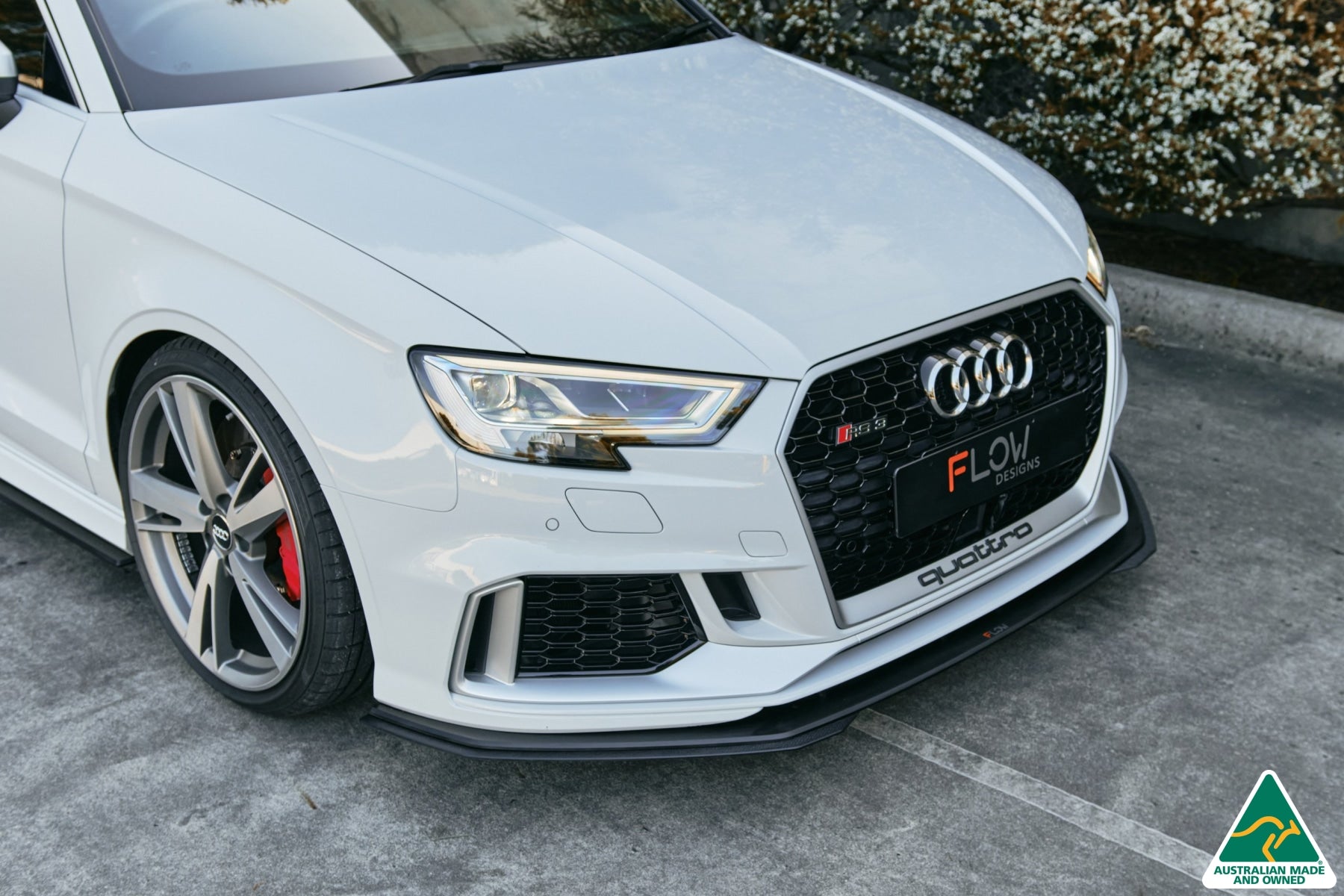 FLOW Designs  RS3 8V Sedan Facelift Front Lip Splitter Extensions (Pair) - MODE Auto Concepts