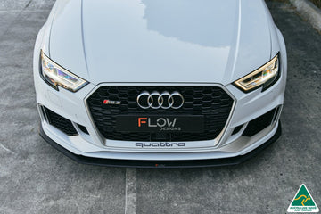 FLOW Designs  RS3 8V Sedan Facelift Front Lip Splitter & Stainless Steel Mounting Brace - MODE Auto Concepts