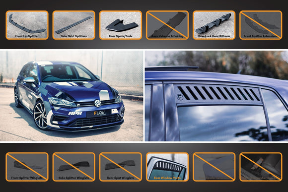 FLOW Designs  MK7.5 Golf R Full Lip Splitter Set with Flow-Lock Rear Diffuser - MODE Auto Concepts