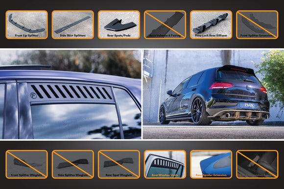 FLOW Designs  MK7.5 Golf R Full Lip Splitter Set with Flow-Lock Rear Diffuser - MODE Auto Concepts
